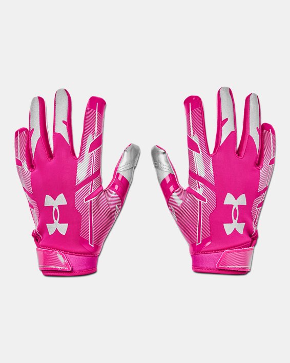 Youth UA F8 Football Gloves, Pink, pdpMainDesktop image number 0